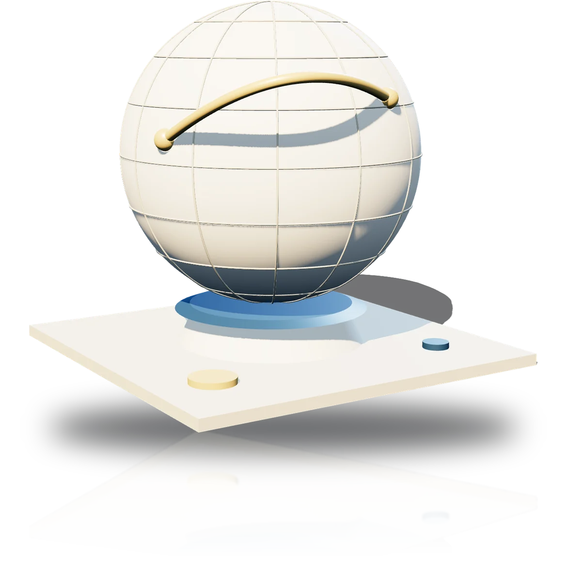 Rendered globe with a gold route arc