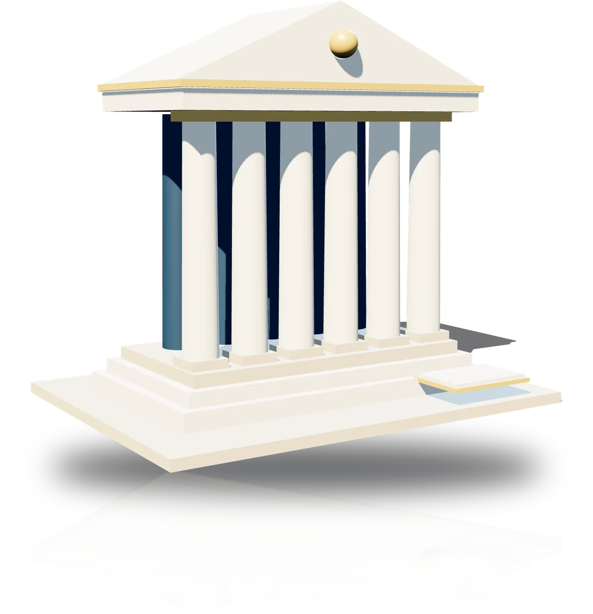 Rendered classical portico on a plinth